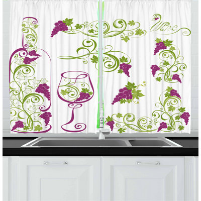 Kitchen Curtains Wine Theme | Wayfair